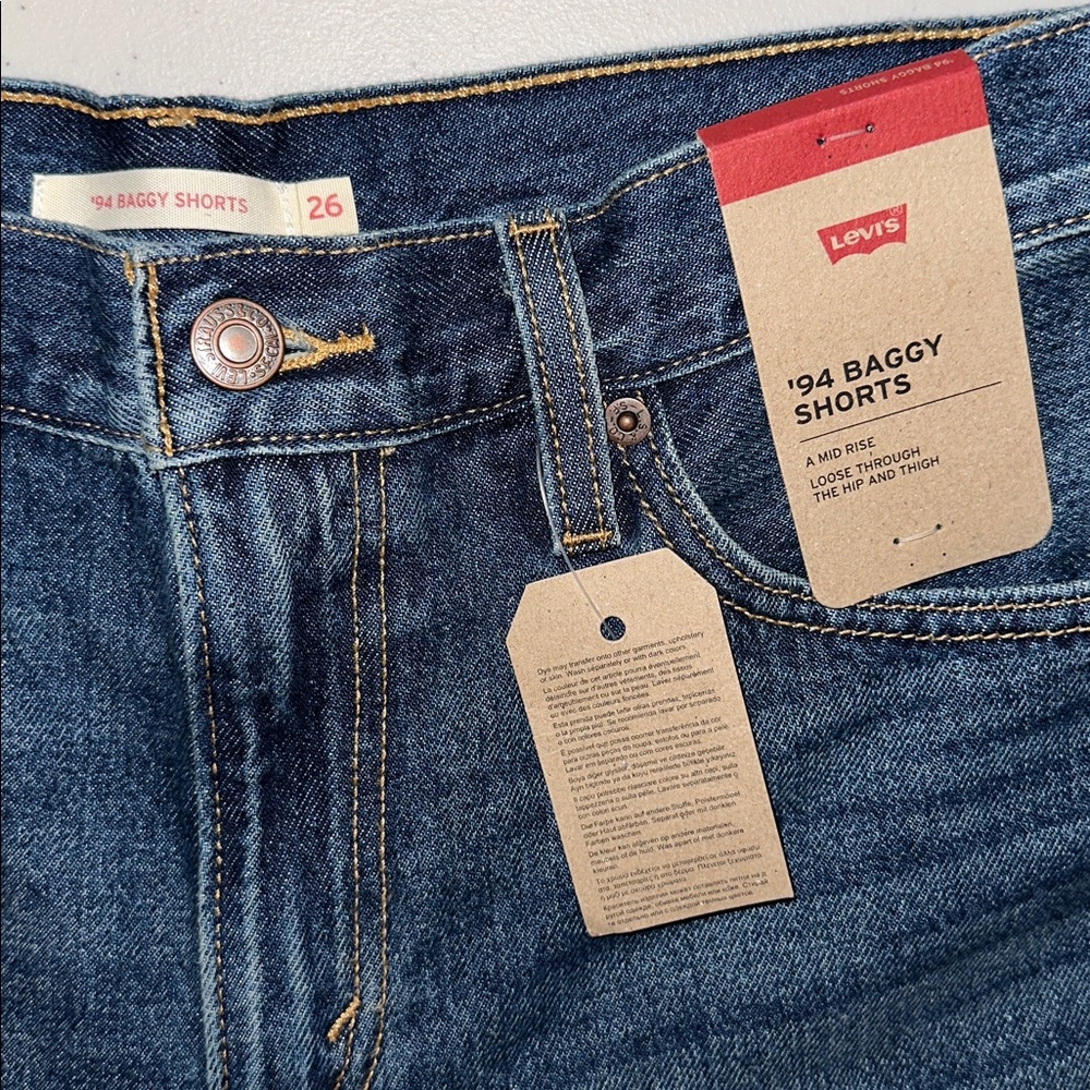 Levi's Dark Blue Denim Shorts with Tags Size 26 - Picture 12 of 16